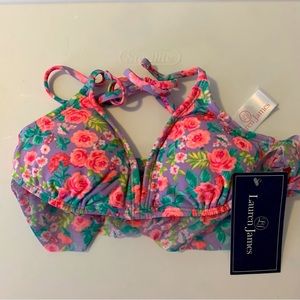 Lauren James Floral Hyacinth Bralette Bikini Top Size Small, NWT